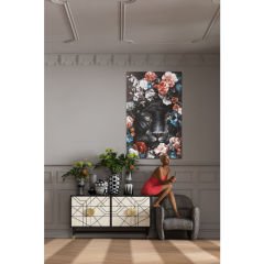 Night Leo in Flower Kanvas Tablo 90x140cm