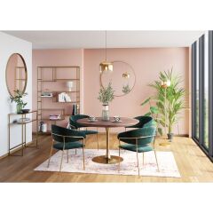 Console Loft Gold Cam Yemek Masası 85x80 cm