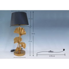 Leaf Gold Polyester Masa Lambası 69 cm