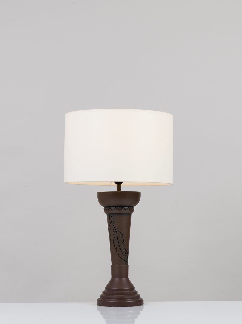 Yaprak Desenli Abajur Kahve