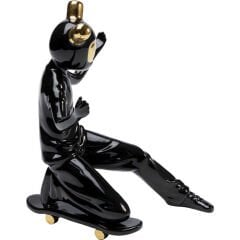 Skating Astronaut Black Seramik Dekoratif Figür