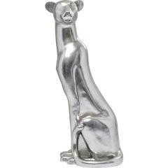 Sitting Leopard Silver Dekoratif Obje 150cm