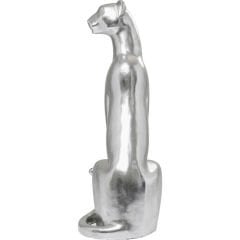 Sitting Leopard Silver Dekoratif Obje 150cm