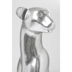 Sitting Leopard Silver Dekoratif Obje 150cm