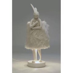 Table Lamp Animal Rabbit Fur White/Silver 50cm