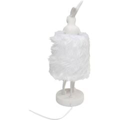 Table Lamp Animal Rabbit Fur White/Silver 50cm