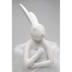 Table Lamp Animal Rabbit Fur White/Silver 50cm