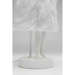 Table Lamp Animal Rabbit Fur White/Silver 50cm