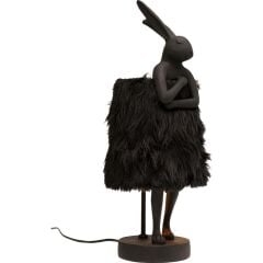 Table Lamp Animal Rabbit Fur Black/Gold 50cm