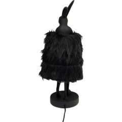 Table Lamp Animal Rabbit Fur Black/Gold 50cm