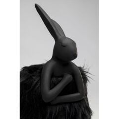 Table Lamp Animal Rabbit Fur Black/Gold 50cm