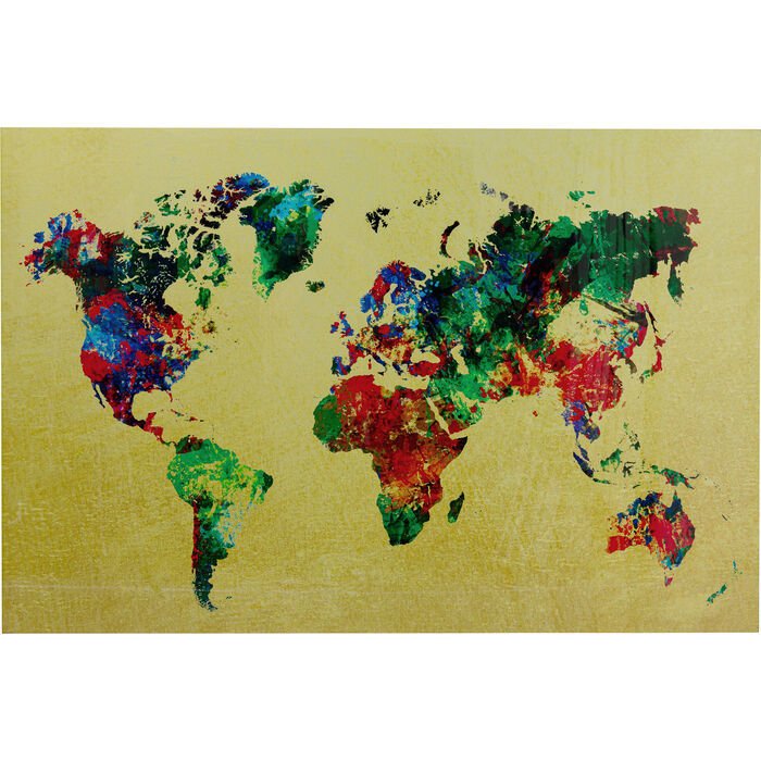 Metallic Colourful Harita Cam Resim 150x100cm
