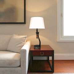 Runa Dama Detaylı Siyah Abajur