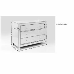 Luxury Push 3 Drawers Grey MDF Şifonyer