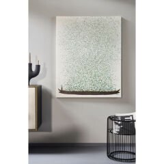 Flower Boat Beige Yeşil Ahşap Tablo 120x160 cm