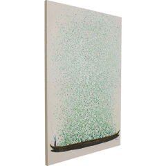 Flower Boat Beige Yeşil Ahşap Tablo 120x160 cm