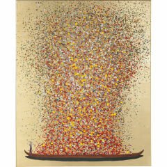 Touched Flower Boat Gold Red Resim 120x160cm