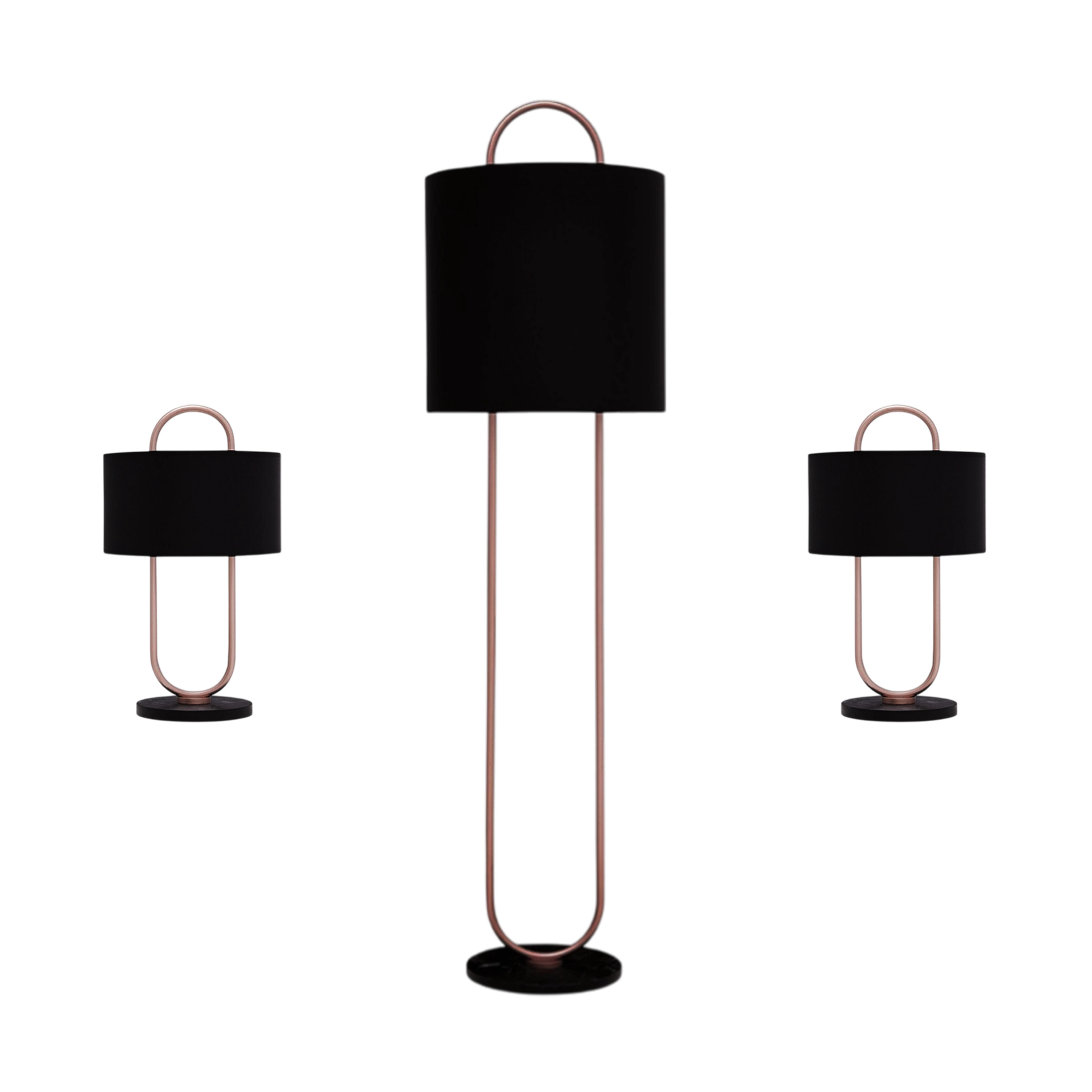 Arco Koleksiyonu 3'lü Aydınlatma Seti (2 Abajur, 1 Lambader)