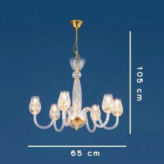 6 Kollu İşleme Cam Avize