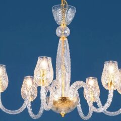 6 Kollu İşleme Cam Avize