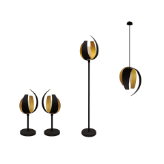 Aurum Koleksiyonu 4'lü Aydınlatma Seti (2 Abajur, 1 Lambader, 1 Sarkıt)