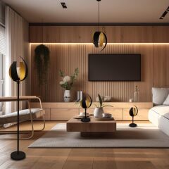 Aurum Koleksiyonu 4'lü Aydınlatma Seti (2 Abajur, 1 Lambader, 1 Sarkıt)