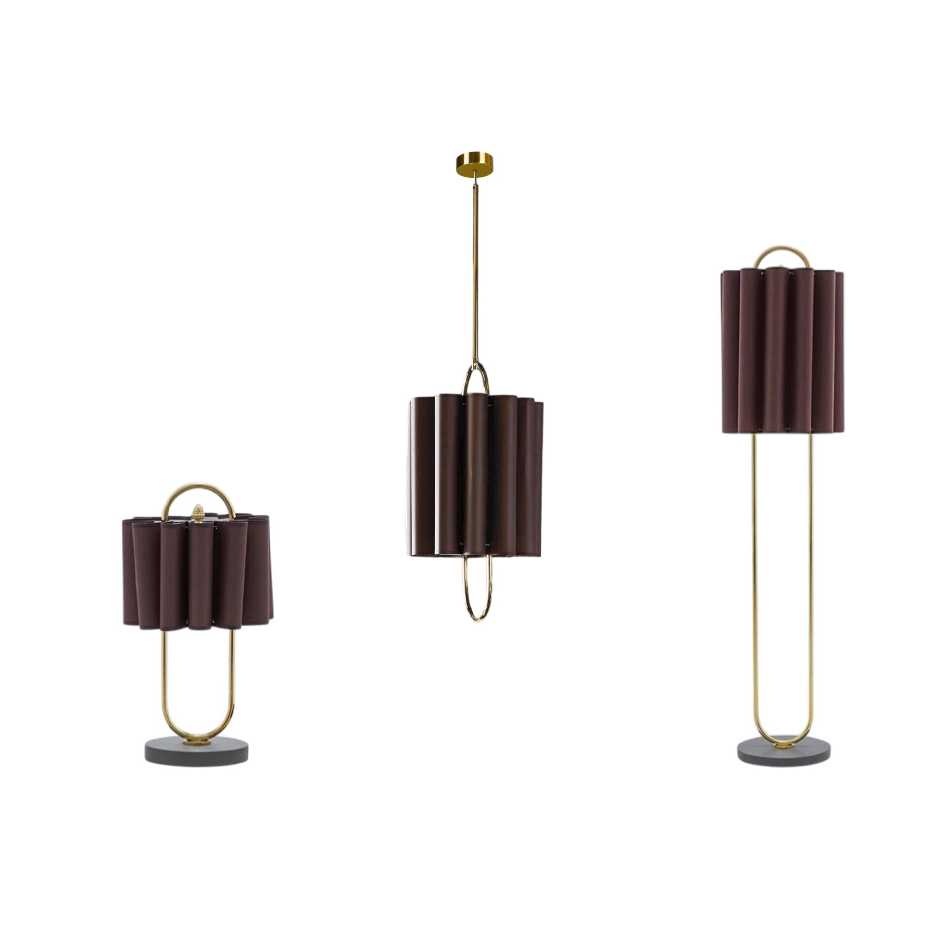 Lustra Koleksiyonu 3'lü Aydınlatma Seti (1 Sarkıt, 1 Lambader, 1 Abajur)