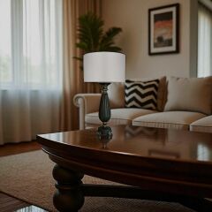 Lourent Kabartmalı Koyu Yeşil Abajur