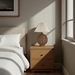 Luyida Yeşil Kahverengi Rattan Abajur