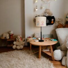 Esila Çocuk Figür Baskılı Siyah Abajur