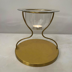 Ayaklı Mumluk Cam Gold