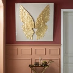 Wings Gold White Duvar Objesi 120x120cm