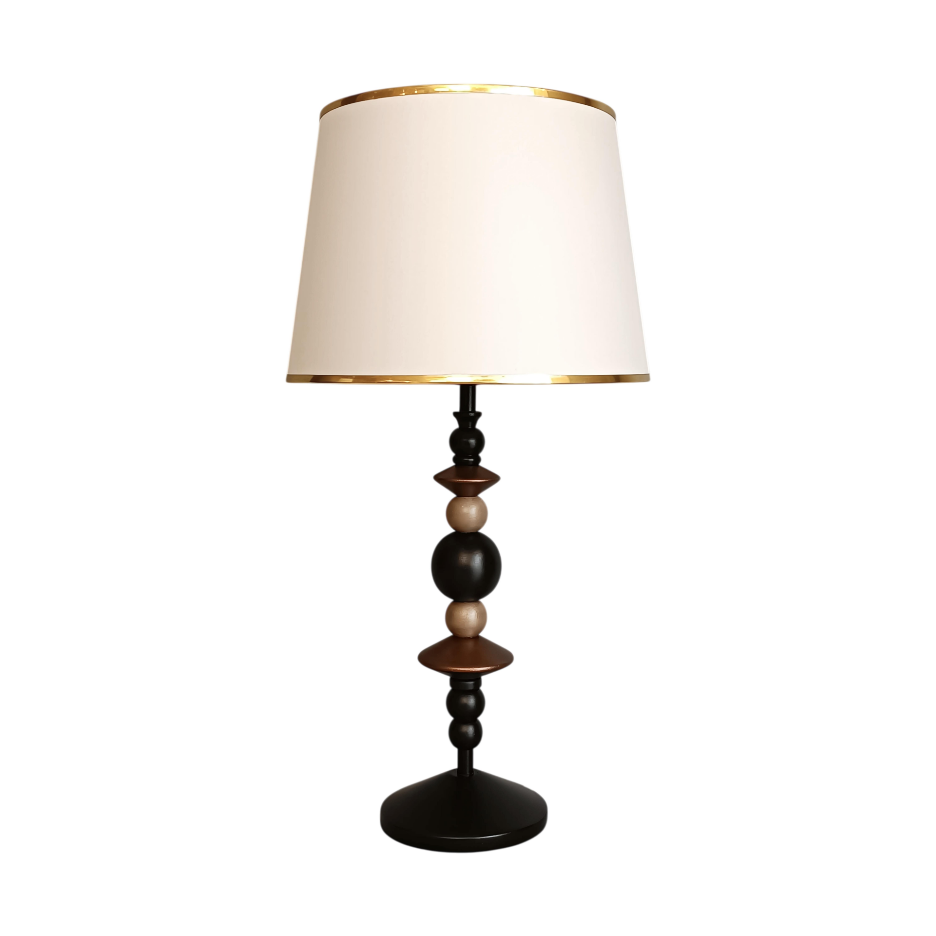 Lara Geometrik Tasarım Bronz Siyah Abajur