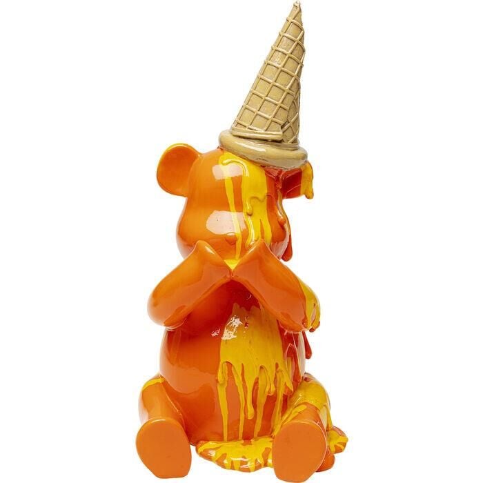 Deco Figurine Sitting Gelato Bear Orange 37 cm