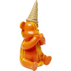 Deco Figurine Sitting Gelato Bear Orange 37 cm