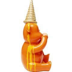 Deco Figurine Sitting Gelato Bear Orange 37 cm