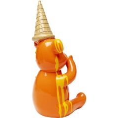 Deco Figurine Sitting Gelato Bear Orange 37 cm