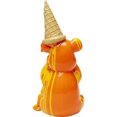 Deco Figurine Sitting Gelato Bear Orange 37 cm