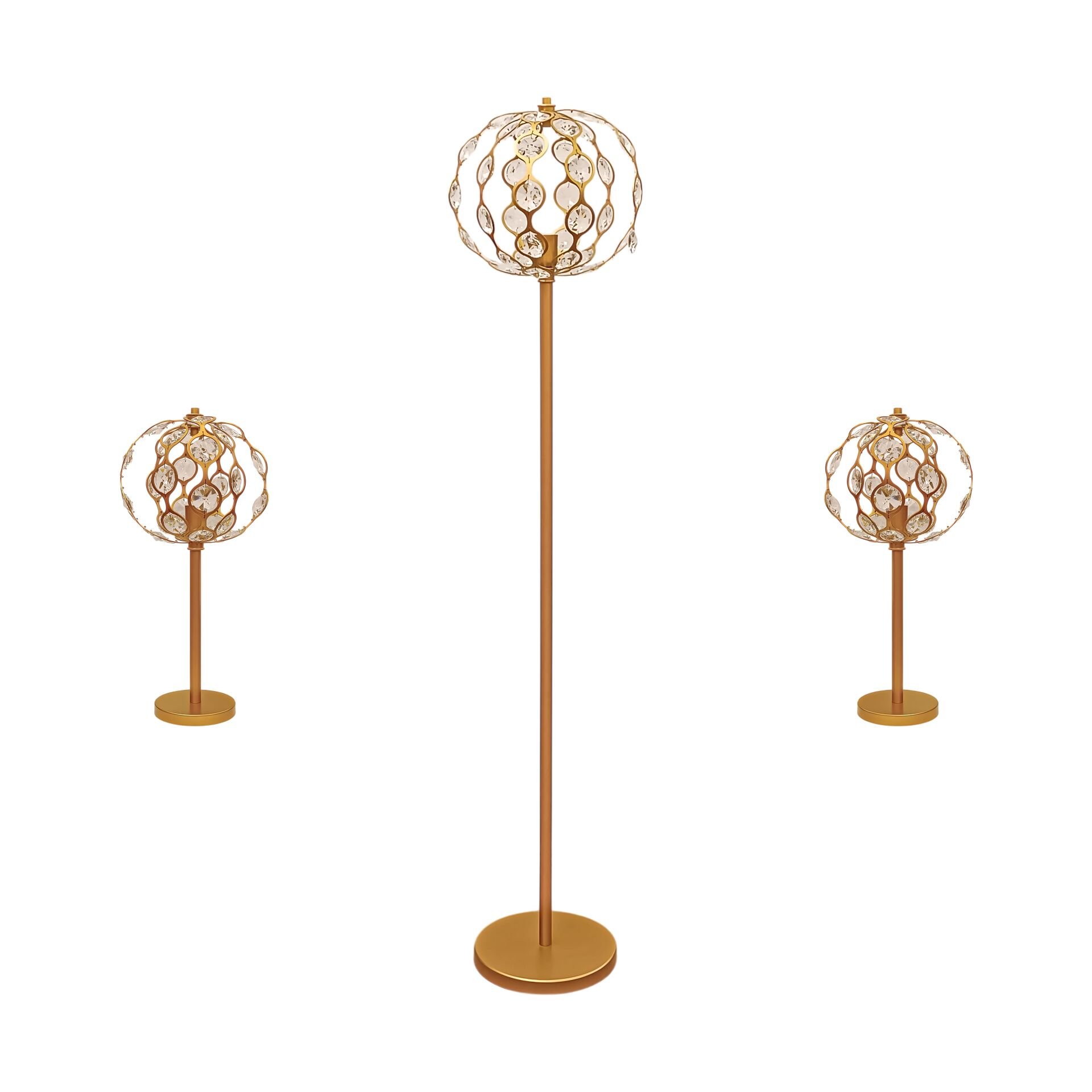 Telse Koleksiyonu 3'lü Aydınlatma Seti (1 Lambader, 2 Abajur)