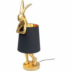 Animal Rabbit Gold Black Poliresin Masa Lambası
