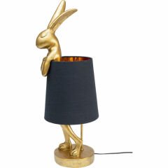 Animal Rabbit Gold Black Poliresin Masa Lambası