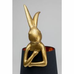 Animal Rabbit Gold Black Poliresin Masa Lambası