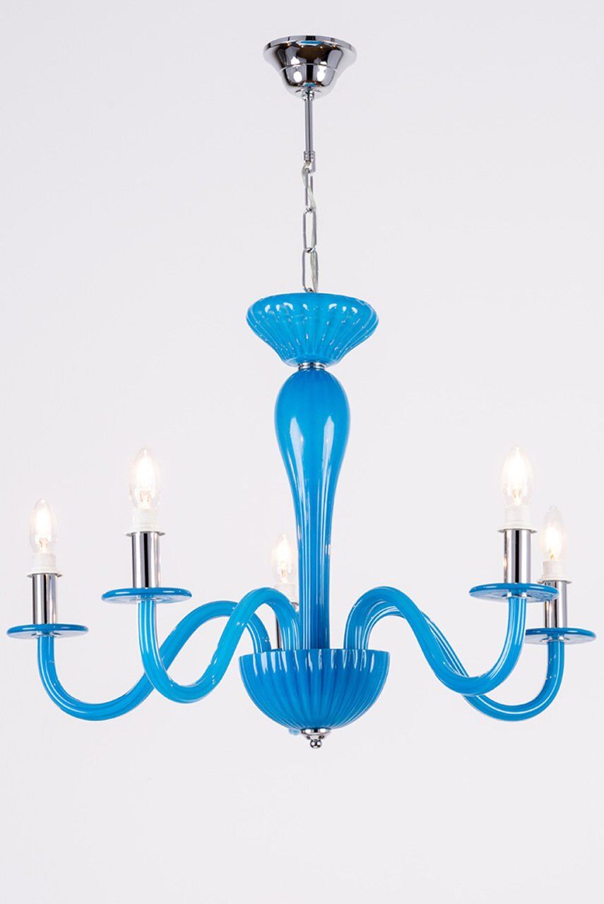 4 Kollu Cam Avize Mavi