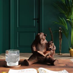 Reading Bears Poliresin Dekoratif Figür