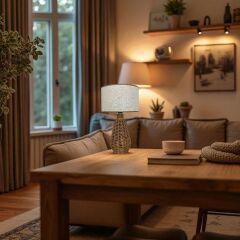 Pelit Koyu Kahve Rattan Abajur