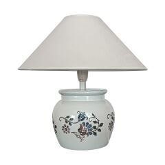 Nedal Desen Baskılı Minimal Beyaz Abajur