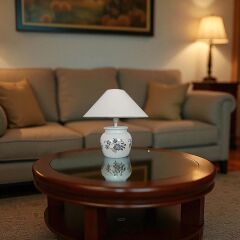 Nedal Desen Baskılı Minimal Beyaz Abajur