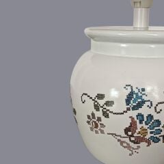 Nedal Desen Baskılı Minimal Beyaz Abajur