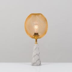 Mate Serisi Mermer Desenli Kafes Abajur