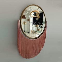 Modern İp Püsküllü Ayna Pembe